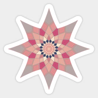 Pink grey geometric mandala star - beautiful design for girls and women Sticker